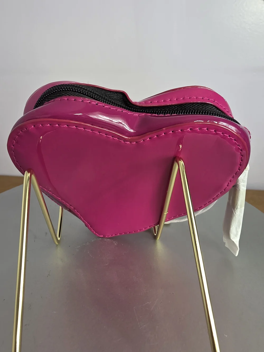 YSL Heart-Shaped Pink Patent Cosmetic Case